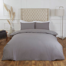 Load image into Gallery viewer, Highams 100% Cotton Plain Duvet Set - Grey
