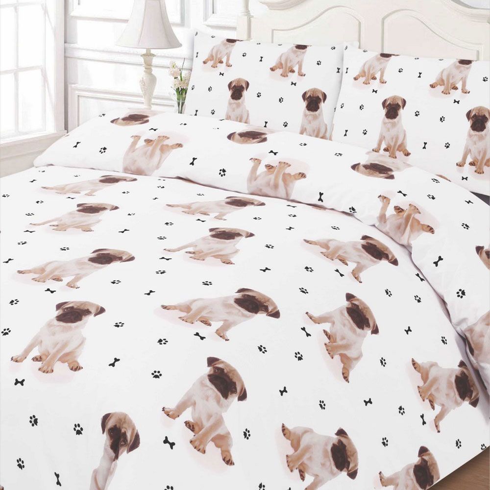 Pug Duvet Cover Set - White