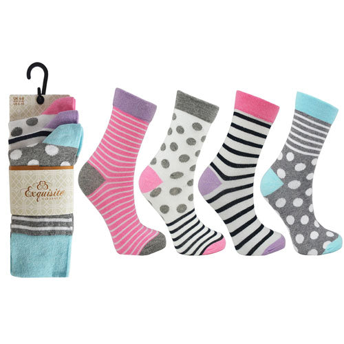 Ladies Exquisite Stripe And Spots Socks