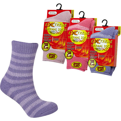 2 Pairs Girls Extreme Tog Thermal Socks Stripes