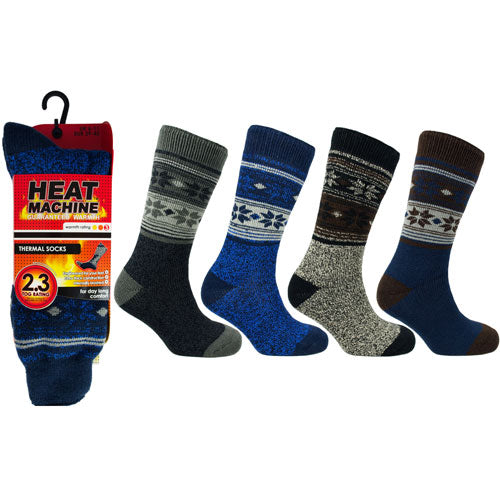 1 Pair Mens Heat Machine Thermal Socks Snowflakes 2.3 Tog