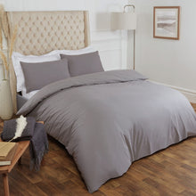 Load image into Gallery viewer, Highams 100% Cotton Plain Duvet Set - Grey
