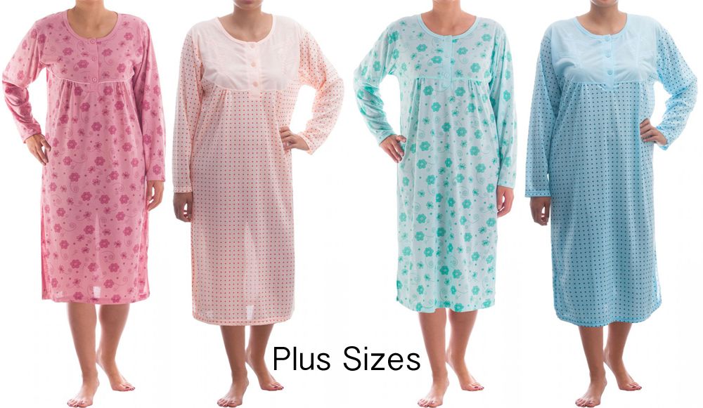 Cotton Rich Jersey Long Sleeved Nightdresses by Romesa/Lucky