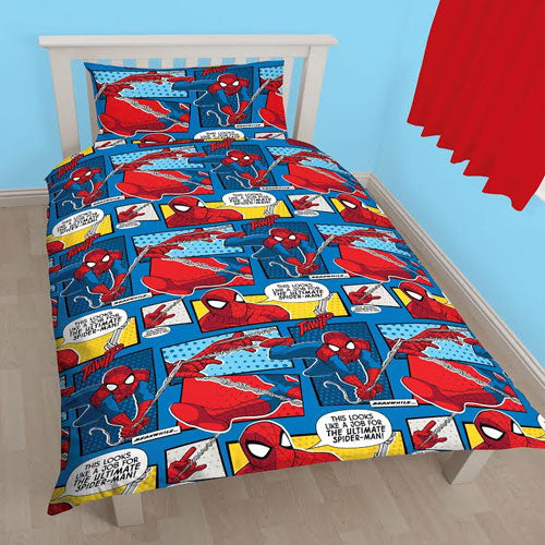 Reversible Ultimate Spider-Man Single Duvet Set Web Head