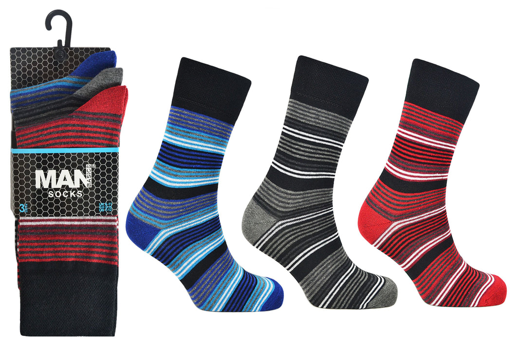 6 Pairs Men's Assorted Red Pattern Cotton Rich Socks