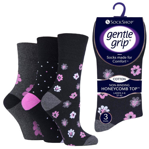 Ladies Gentle Grip Socks Floral Enchant