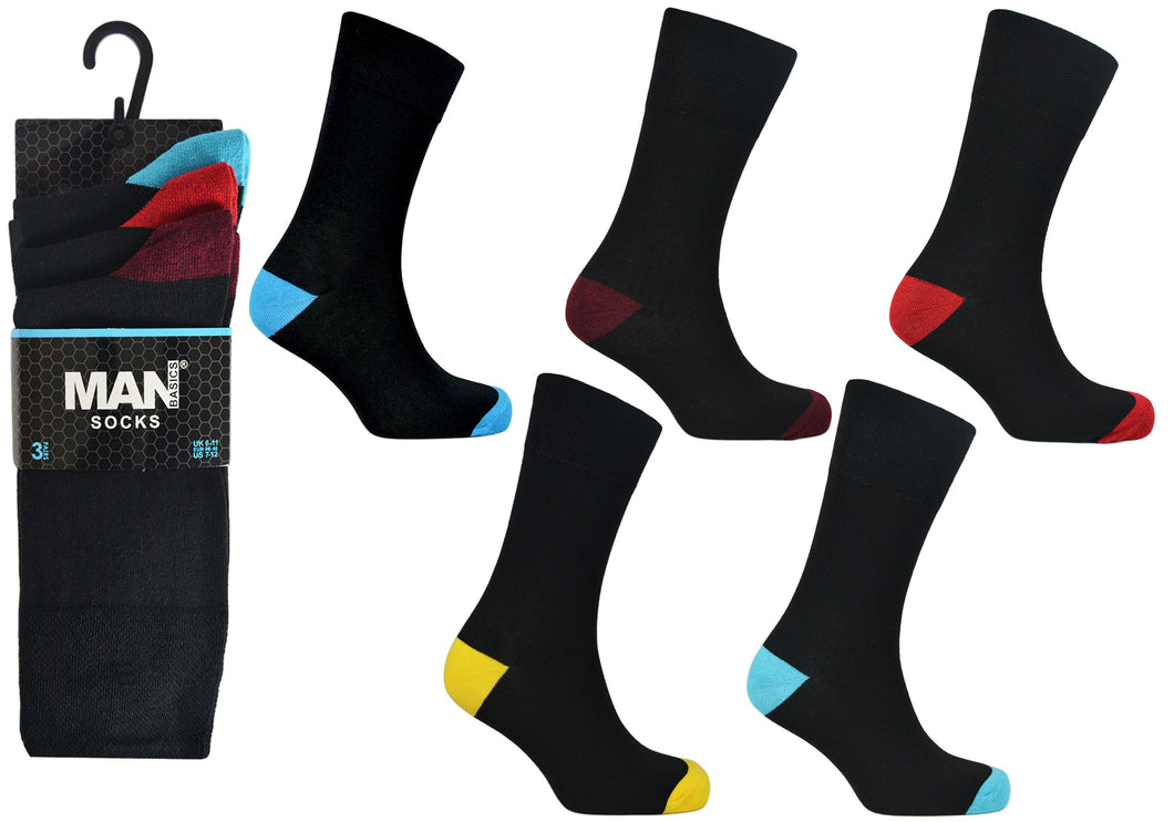 6 Pairs Men's Assorted Pattern Cotton Rich Socks