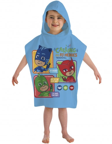 Official PJ Masks Calling All Heroes Character Hooded Towel Poncho