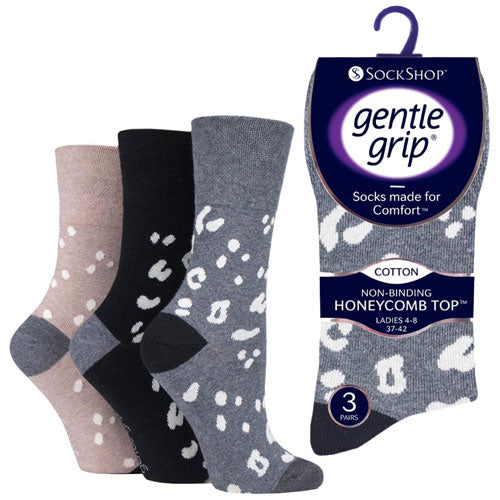 Ladies Gentle Grip Socks Animal Print