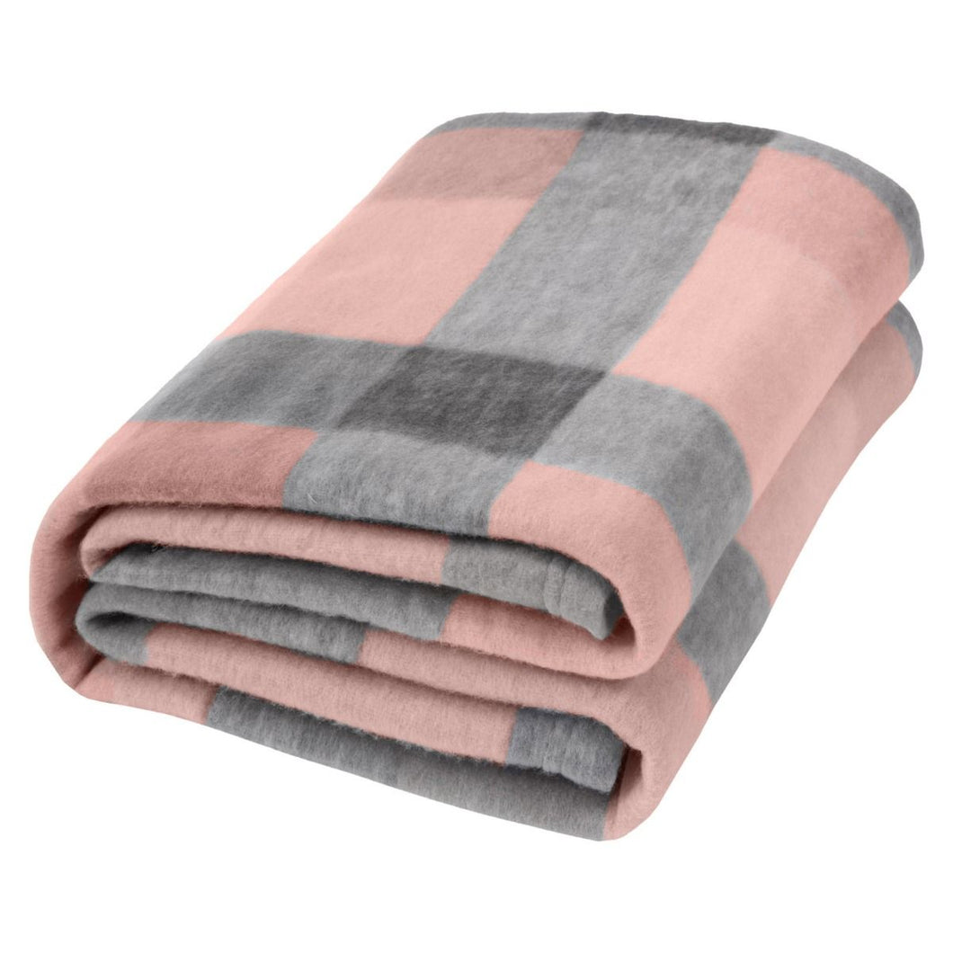 Dreamscene Tartan Check Fleece Throw Blush Pink/Grey 120 x 150 cm