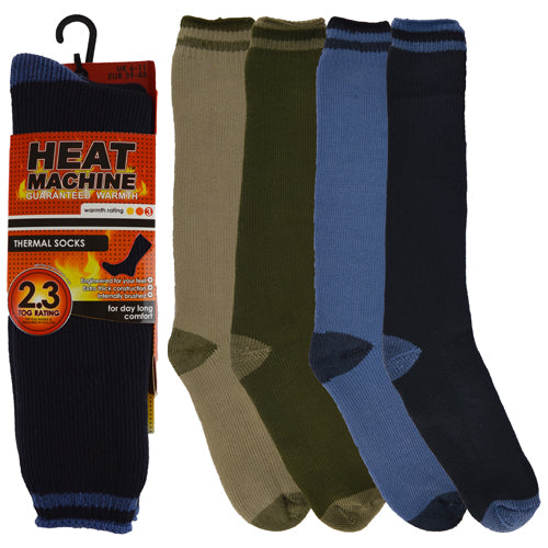 2 Pairs Mens Heat Machine Thermal Long Stripe Socks