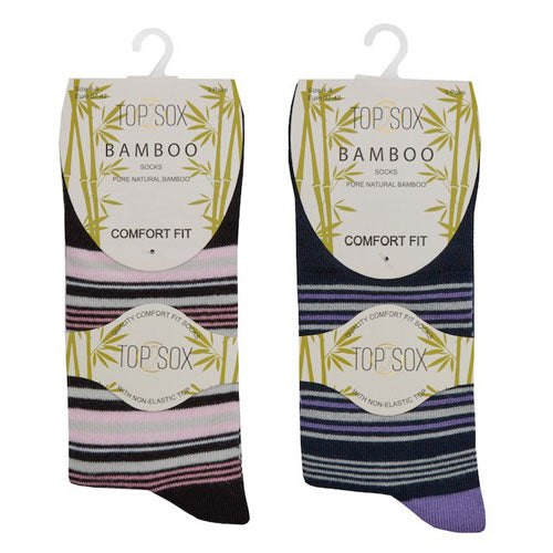 Ladies Non Elastic Bamboo Socks Striped