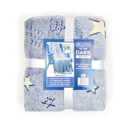 Starry Night Print Glow In The Dark Blanket Throw