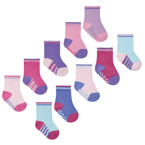 5 Pack Baby Girls Heel & Toe Gripper Socks