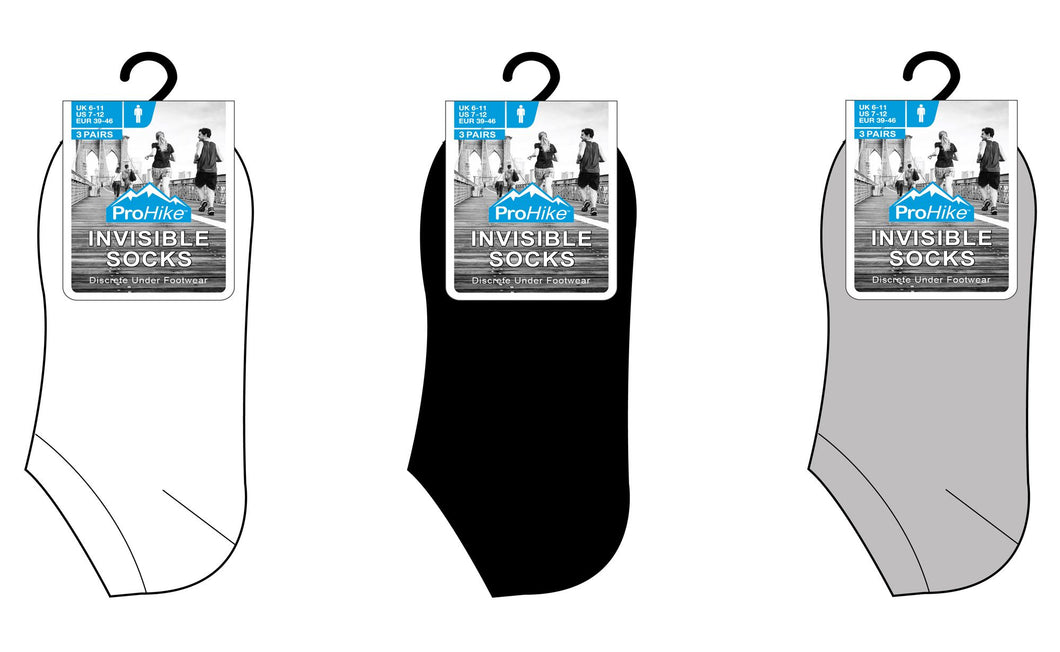 12 Pairs Mens Invisible Socks By Pro Hike