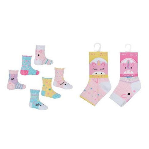 3 Pack Baby Girls Novelty Unicorn Socks