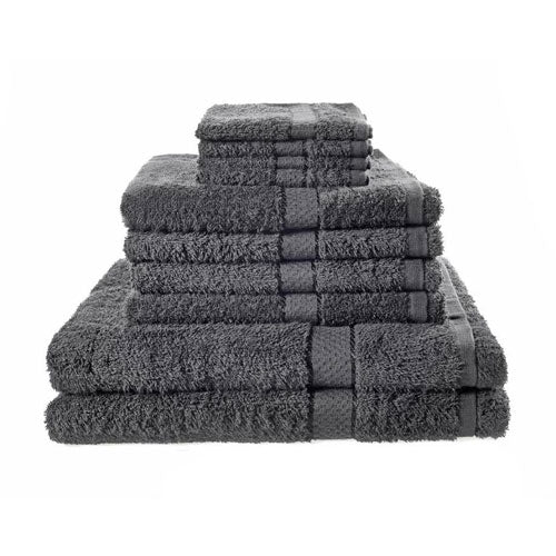 10 Piece Luxury Grey Towel Bale Set With Ribbon