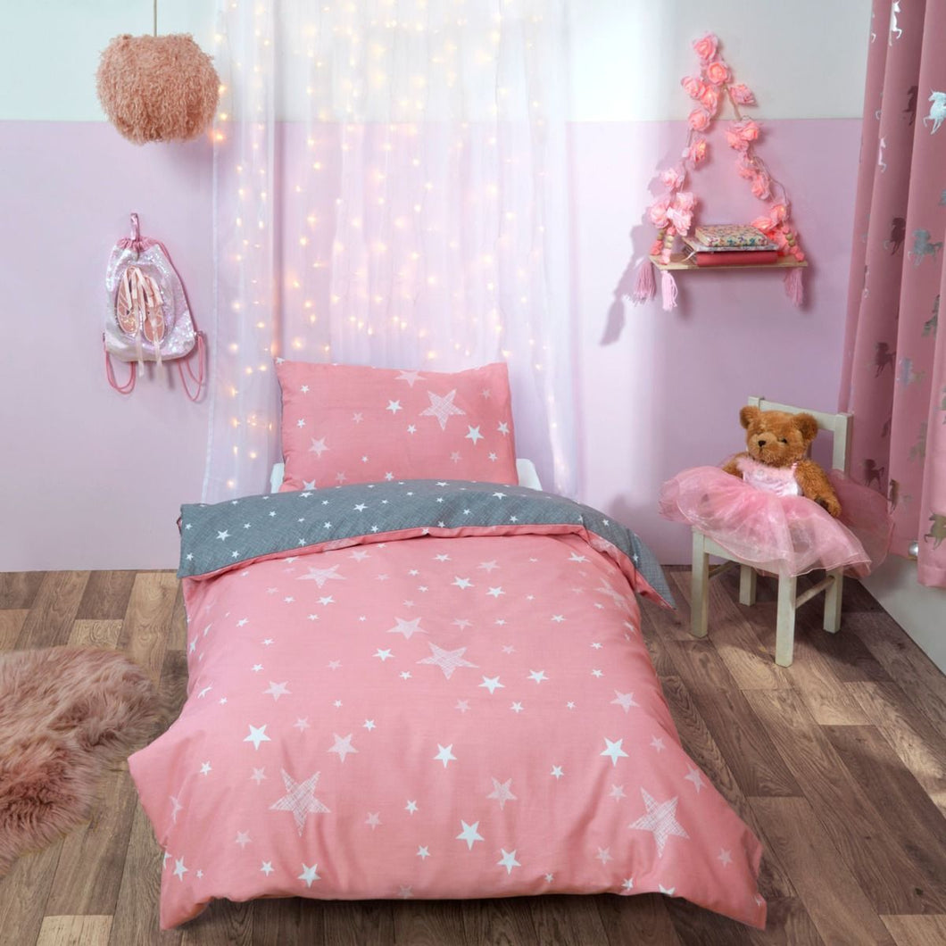 Dreamscene Stars Junior/Cot Duvet Set - Blush Pink