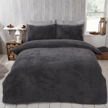 Load image into Gallery viewer, Brentfords Teddy Fleece Duvet Cover Set - Charcoal Grey
