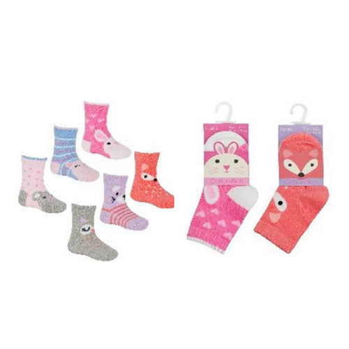 3 Pack Baby Girls Novelty Animal Socks Assorted