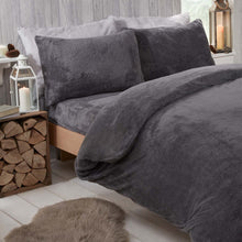 Load image into Gallery viewer, Brentfords Teddy Fleece Duvet Cover Set - Charcoal Grey
