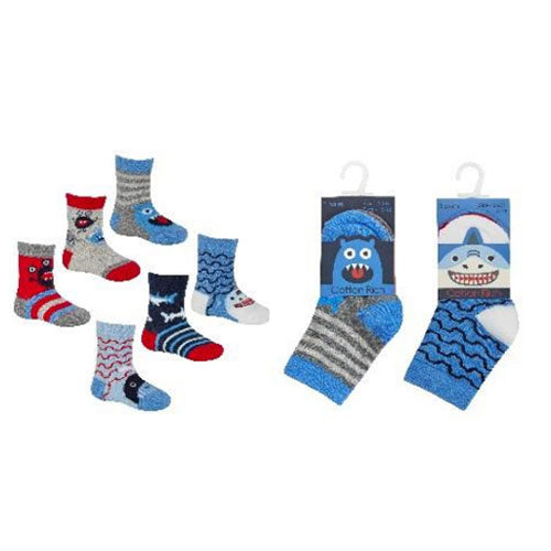 3 Pairs Baby Boys Novelty Shark Socks