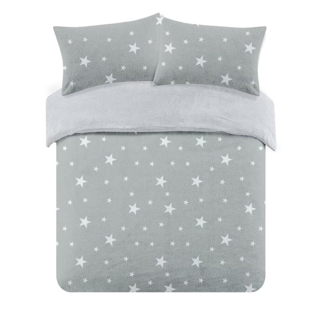 Check Teddy Fleece Grey Duvet Set