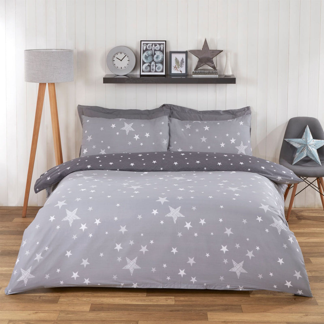 Dreamscene Stars Blush Grey Duvet Set