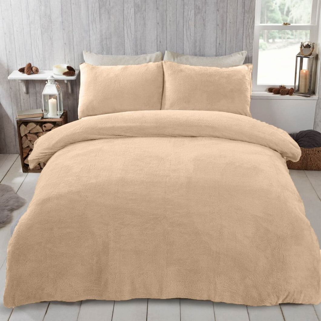 Brentfords Teddy Fleece Duvet Cover Set - Sand Beige