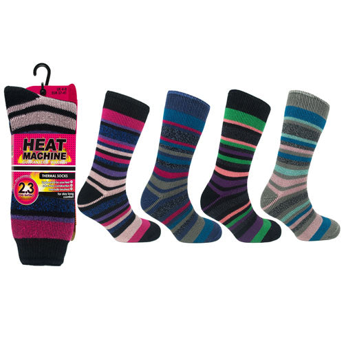 Ladies Heat Machine Thermal Socks Stripes 2.3 Tog