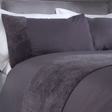 Load image into Gallery viewer, Sienna Glitter Teddy Fleece Panel Duvet Cover Set - Charcoal
