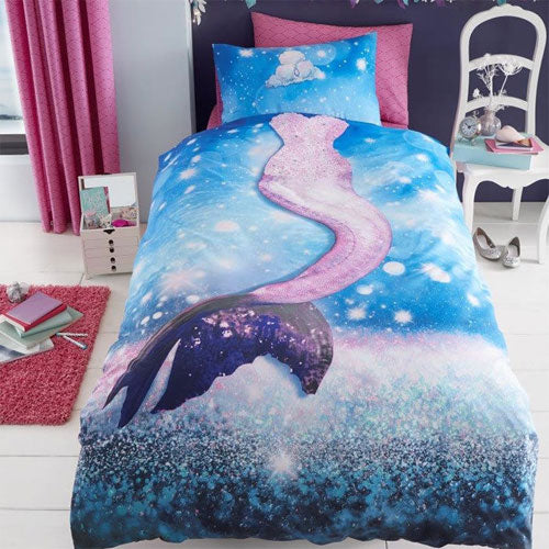 Children's Mermaid Panel Print Single Duvet Set