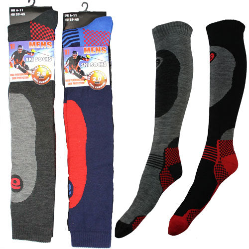 4 Pairs Mens High Performance Padded Ski Socks