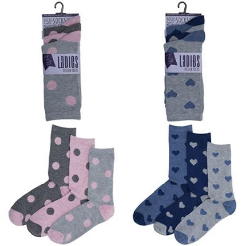 Ladies Dots/Hearts Design Socks