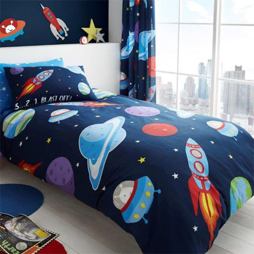 Children's Space Rotary Print Single Duvet Set