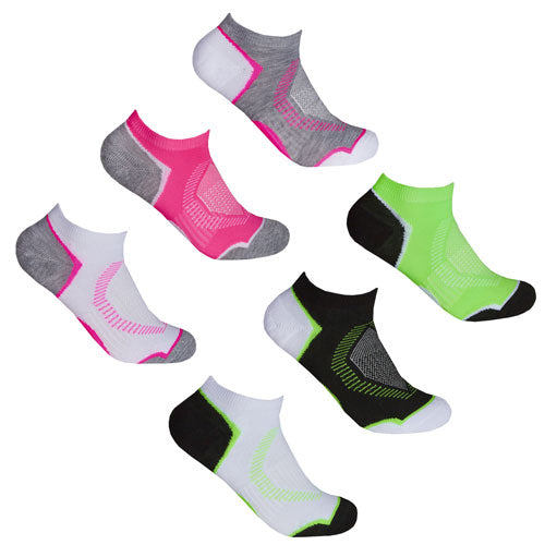 12 Pack Ladies Sport Trainer Liners Socks Circle Cushion Heal