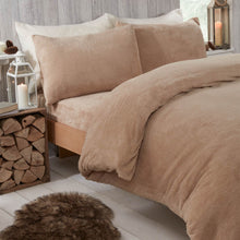 Load image into Gallery viewer, Brentfords Teddy Fleece Duvet Cover Set - Latte
