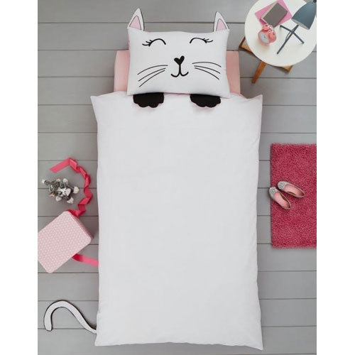 Creative Novelty Cat Shaped Reversible Single Duvet Set