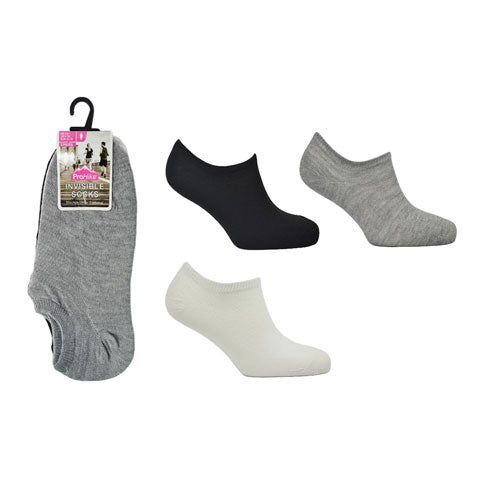 12 Pack Ladies ProHike Invisible Socks Assorted