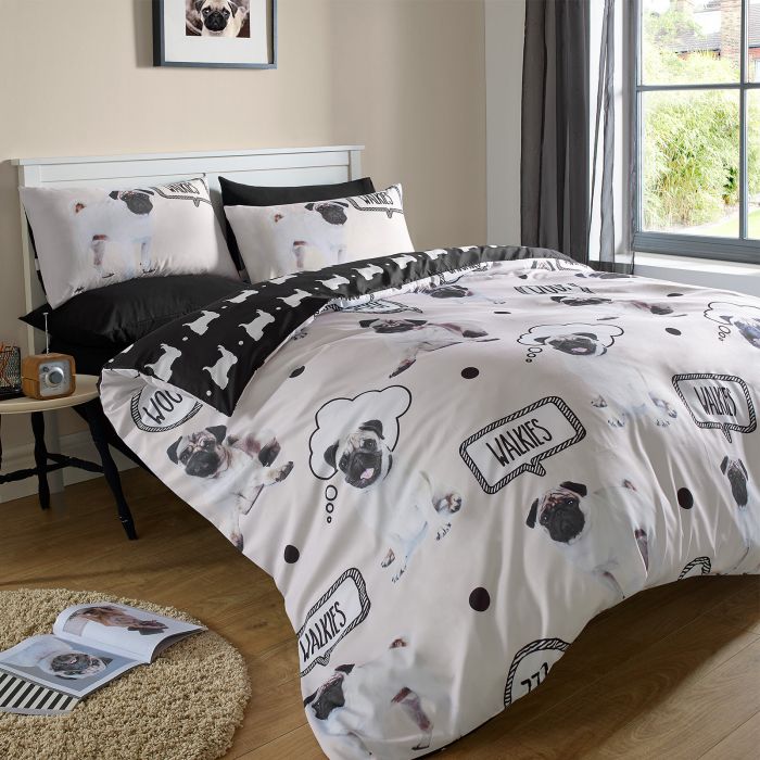 Walkies Pug Cream Duvet Cover Set