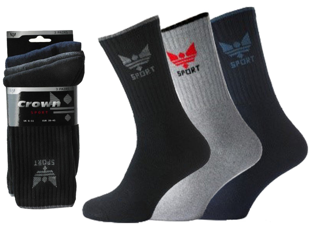 6 Pairs Mens Crown Cotton Sports Socks