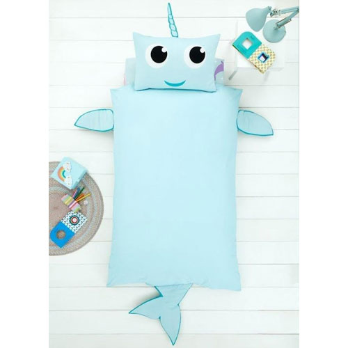 Creative Novelty Narwhal Shaped Reversible Single Duvet Set