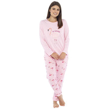 Load image into Gallery viewer, Ladies Jersey Top and Fleece Bottoms Pyjama Set
