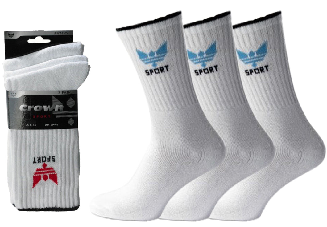 6 Pairs Mens Crown Cotton Sports Socks