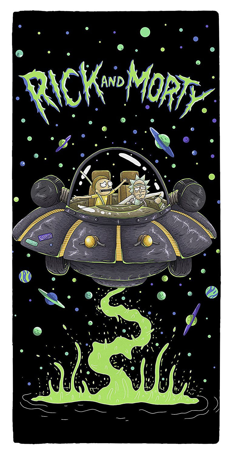 Rick and Morty UFO Spaceship Beach Towel