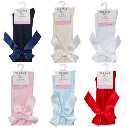 Baby Girls 3 Pairs Bow Cable Knee High Socks