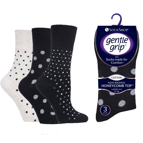 Ladies Gentle Grip Socks Monochrome Mark