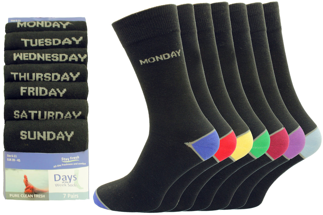 7 Pairs Mens 7 Days of the Week Socks