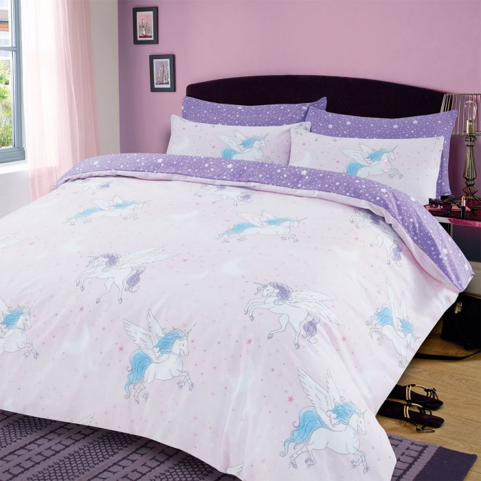 Dreamscene Sparkle Unicorn Blush Pink Duvet Set