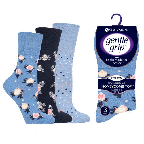 Ladies Gentle Grip Socks Micro Blossom